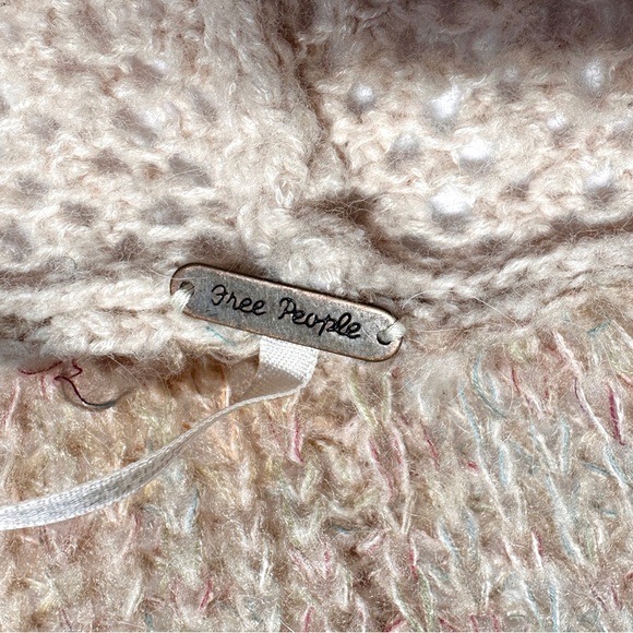 Free People Merci Hooded Wool Blend Crochet Tunic Sweater Size M Boho Festival - Picture 8 of 15